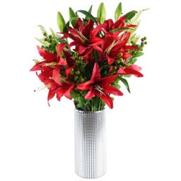 Botanik Silver Dot Glass Vase 30cm - Size: 30 x 15 x 15cm - Wilko - thumbnail 5