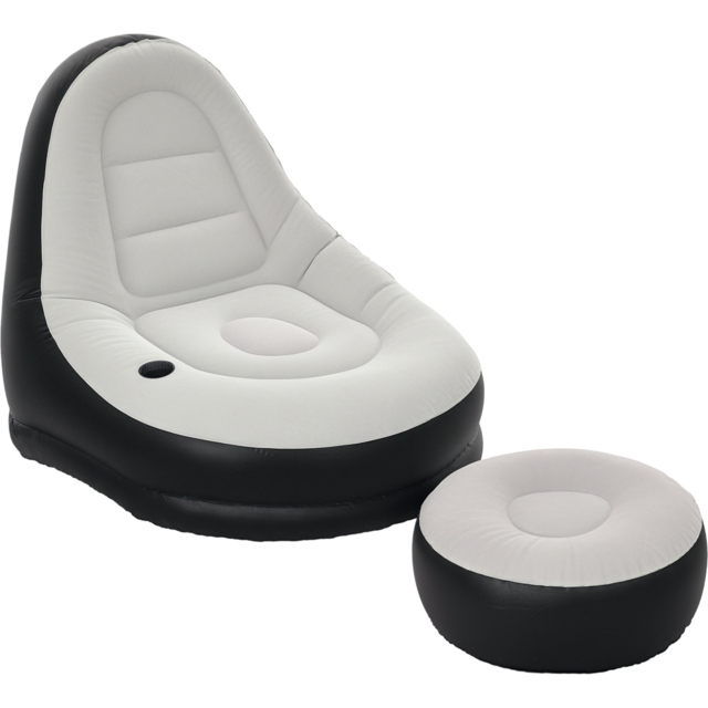 Outsunny Grey Inflatable Chair with Footstool - Size: 87 x 125 x 100cm - Grey and Black - Wilko - image 1
