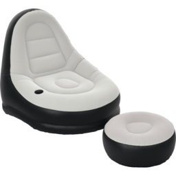 Outsunny Grey Inflatable Chair with Footstool - Size: 87 x 125 x 100cm - Grey and Black - Wilko - thumbnail 1