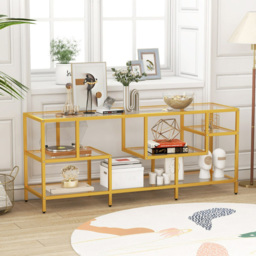 Costway 4 Shelf Golden TV Unit - Size: 147 x 40 x 62cm - Yellow - Wilko - thumbnail 4