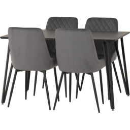 Seconique Marlow and Avery 4 Seater Dining Set Black Marble and Grey Velvet - Black Marble/Grey Velvet - Wilko - thumbnail 3