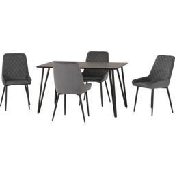 Seconique Marlow and Avery 4 Seater Dining Set Black Marble and Grey Velvet - Black Marble/Grey Velvet - Wilko - thumbnail 4