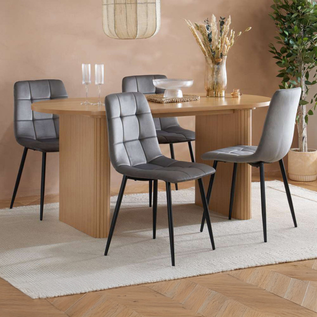 Birlea Axel 4 Seater Oval Fluted Dining Set Brown - SleepSoul - Wilko - image 1