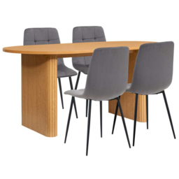 Birlea Axel 4 Seater Oval Fluted Dining Set Brown - SleepSoul - Wilko - thumbnail 3