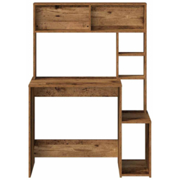 vidaXL 6 Shelf Study Desk Old Wood Effect - Size: 140 x 100 x 45cm - Brown - Wilko - thumbnail 4