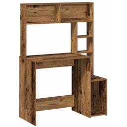 vidaXL 6 Shelf Study Desk Old Wood Effect - Size: 140 x 100 x 45cm - Brown - Wilko - thumbnail 3