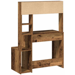 vidaXL 6 Shelf Study Desk Old Wood Effect - Size: 140 x 100 x 45cm - Brown - Wilko - thumbnail 6