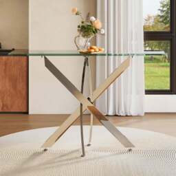 Living and Home Transparent Modern Clear Glass Top Coffee End Table - Size: 76 x 120 x 40cm - Wilko