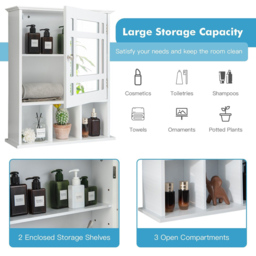 Costway White Mirror Door Cabinet 3 Shelf - Size: 65 x 48cm - Wilko - thumbnail 7