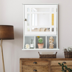 Costway White Mirror Door Cabinet 3 Shelf - Size: 65 x 48cm - Wilko - thumbnail 5
