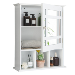 Costway White Mirror Door Cabinet 3 Shelf - Size: 65 x 48cm - Wilko - thumbnail 4