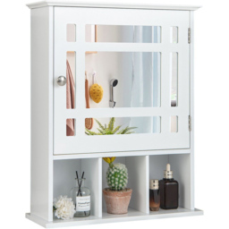 Costway White Mirror Door Cabinet 3 Shelf - Size: 65 x 48cm - Wilko - thumbnail 3