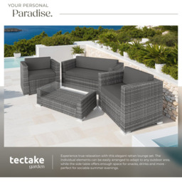 tectake Munich 4 Seater Grey Garden Furniture Set with Cushion - Wilko - thumbnail 5