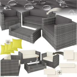 tectake Munich 4 Seater Grey Garden Furniture Set with Cushion - Wilko - thumbnail 3