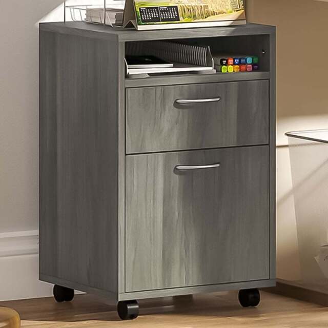 HOMCOM Single Door Single Drawer Grey Filing Cabinet - Size: 60.0 cm x 35.0 cm x 40.0 cmcm - Wilko - image 1