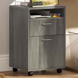HOMCOM Single Door Single Drawer Grey Filing Cabinet - Size: 60.0 cm x 35.0 cm x 40.0 cmcm - Wilko