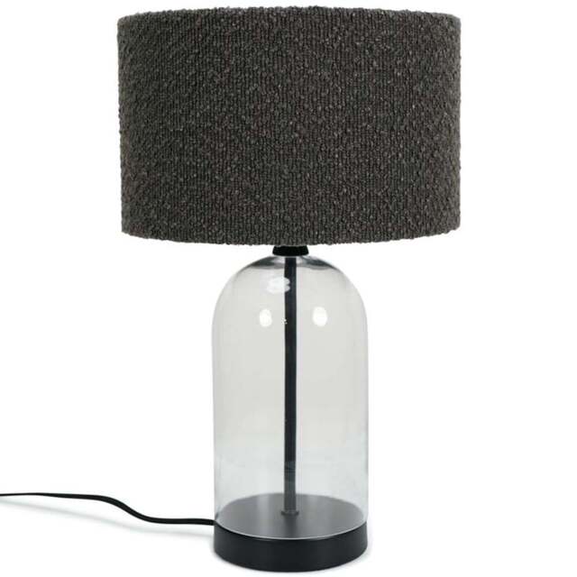 ValueLights Jessy Black and Charcoal Boucle Shade Glass LED Table Lamp - Size: 45 x 25 x 25cm - Grey - Wilko - image 1