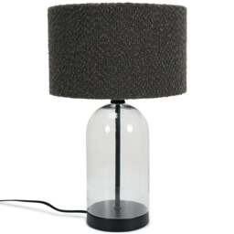 ValueLights Jessy Black and Charcoal Boucle Shade Glass LED Table Lamp - Size: 45 x 25 x 25cm - Grey - Wilko - thumbnail 1