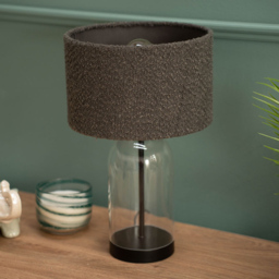ValueLights Jessy Black and Charcoal Boucle Shade Glass LED Table Lamp - Size: 45 x 25 x 25cm - Grey - Wilko - thumbnail 6