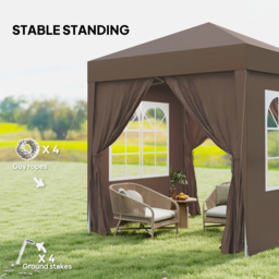 Outsunny 2 x 2m Coffee Marquee Pop Up Gazebo Party Tent - Size: 240 x 200 x 200cm - Brown - Wilko - thumbnail 6