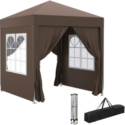 Outsunny 2 x 2m Coffee Marquee Pop Up Gazebo Party Tent - Size: 240 x 200 x 200cm - Brown - Wilko - thumbnail 3