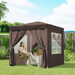 Outsunny 2 x 2m Coffee Marquee Pop Up Gazebo Party Tent - Size: 240 x 200 x 200cm - Brown - Wilko - thumbnail 5