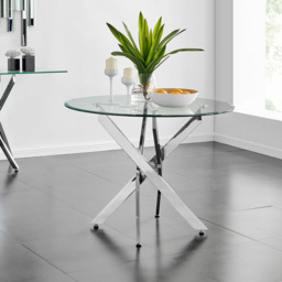 Furniturebox Arona Valera 4 Seater Round Dining Set Black and Chrome - Wilko - thumbnail 3