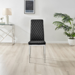 Furniturebox Arona Valera 4 Seater Round Dining Set Black and Chrome - Wilko - thumbnail 6