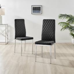 Furniturebox Arona Valera 4 Seater Round Dining Set Black and Chrome - Wilko - thumbnail 4