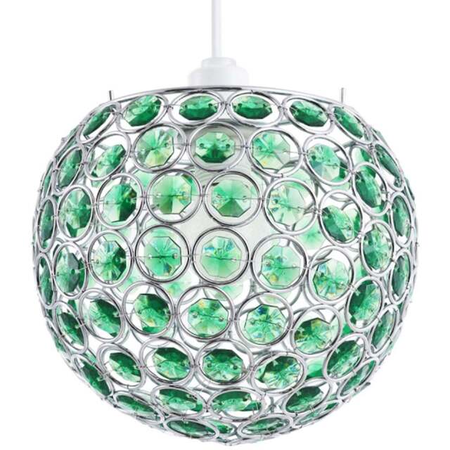Happy Homewares Round Globe Small Green Acrylic Bead Jewels Pendant Shade - Size: 18 x 18 x 18cm - Wilko - image 1