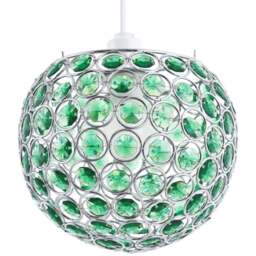 Happy Homewares Round Globe Small Green Acrylic Bead Jewels Pendant Shade - Size: 18 x 18 x 18cm - Wilko