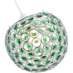 Happy Homewares Round Globe Small Green Acrylic Bead Jewels Pendant Shade - Size: 18 x 18 x 18cm - Wilko - thumbnail 5