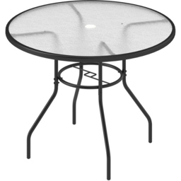 Outsunny 2 Seater Tempered Glass Round Garden Dining Table with Parasol Hole - Black - Wilko - thumbnail 3