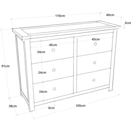 Cabinet Bits Argenta 6 Drawer Grey Chrome Knob Chest of Drawers - Wilko - thumbnail 7
