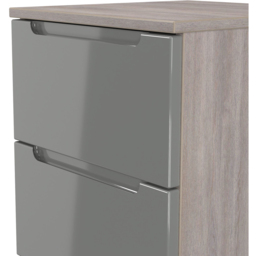 Crowndale Milan 3 Drawer Grey Gloss and Grey Oak Bedside Cabinet Ready Assembled - Grey Gloss & Grey Oak - Wilko - thumbnail 6