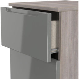 Crowndale Milan 3 Drawer Grey Gloss and Grey Oak Bedside Cabinet Ready Assembled - Grey Gloss & Grey Oak - Wilko - thumbnail 7