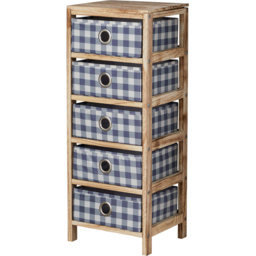Home Source Weybourne 5 Drawer Fabric Storage Unit - Size: 76.5 x 30 x 25cm - Brown - Wilko - thumbnail 3