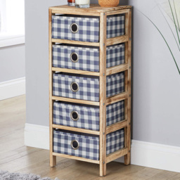 Home Source Weybourne 5 Drawer Fabric Storage Unit - Size: 76.5 x 30 x 25cm - Brown - Wilko - thumbnail 1