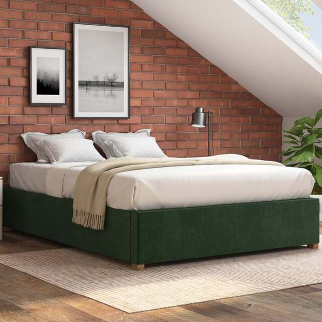 Aspire Furniture King Size Forest Green Plush Platform Ottoman Bed - Aspire Beds - Wilko - image 1