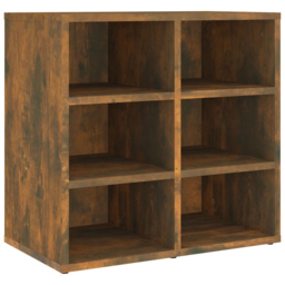 vidaXL 6 Shelf Smoked Oak Wooden Shoe Cabinet - Size: 50 x 52.5 x 30cm - Brown - Wilko - thumbnail 3