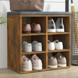vidaXL 6 Shelf Smoked Oak Wooden Shoe Cabinet - Size: 50 x 52.5 x 30cm - Brown - Wilko