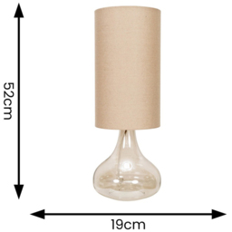 ValueLights Sylvie Natural Linen Tall Lamp Shade Amber Glass Squat LED Table Lamp - Size: 52 x 19 x 19cm - White - Wilko - thumbnail 5