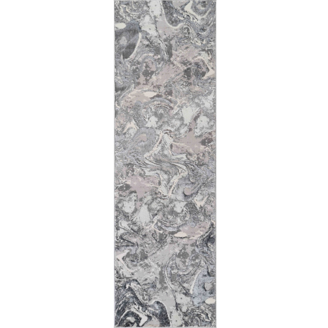 Desire Rugs Solarius Silver Grunge Marbling Abstract Area Rug 60 x 220m - Size: 60 x 220cm - Wilko - image 1