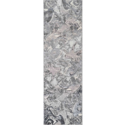 Desire Rugs Solarius Silver Grunge Marbling Abstract Area Rug 60 x 220m - Size: 60 x 220cm - Wilko