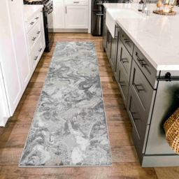 Desire Rugs Solarius Silver Grunge Marbling Abstract Area Rug 60 x 220m - Size: 60 x 220cm - Wilko - thumbnail 3