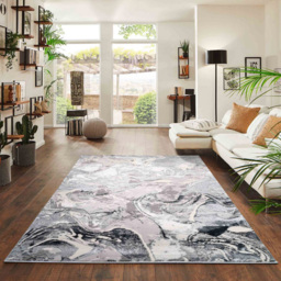 Desire Rugs Solarius Silver Grunge Marbling Abstract Area Rug 60 x 220m - Size: 60 x 220cm - Wilko - thumbnail 6