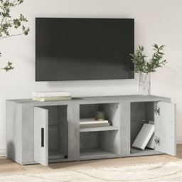 vidaXL 2 Door 2 Shelf Concrete Grey TV Cabinet - Size: 35 x 100 x 31.5cm - Wilko
