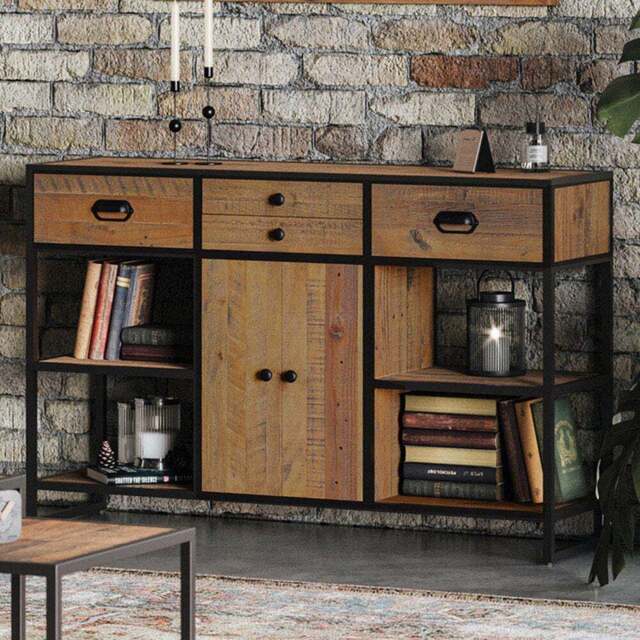 Baumhaus Ooki 2 Door 4 Drawer 4 Shelf Large Console Table - Brown - Wilko - image 1