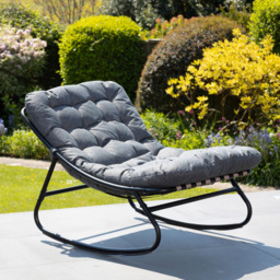 Artemis Home Solace Black Outdoor Rocking Chair with Dark Grey Cushion - Size: 4 x 78 x 101cm - Wilko - thumbnail 3