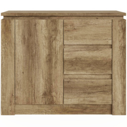 GFW Canyon Single Door 3 Drawer Oak Grey Storage Unit - Size: 39 x 85 x 69cm - Brown - Wilko - thumbnail 5